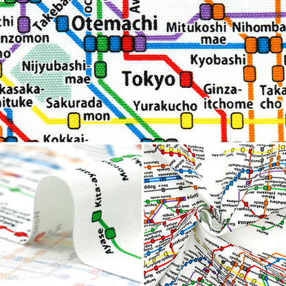 [Quantity starting from 5] Fabric 『Oxford Tokyo Metro Route Map Shiro KM1000-A"