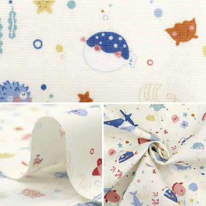 [Quantity starting from 5] Fabric 『Sheeting Nuance Kids Fish Off-White COCO-2024-4A"
