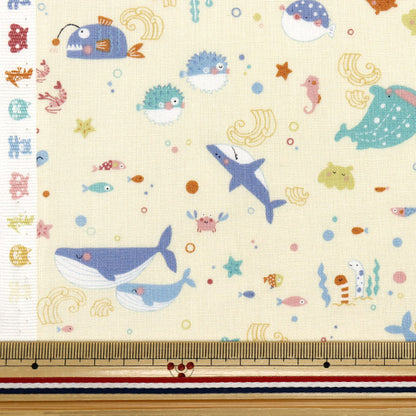 [Quantity starting from 5] Fabric 『Sheeting Nuance Kids Fish Yellow COCO-2024-4B"