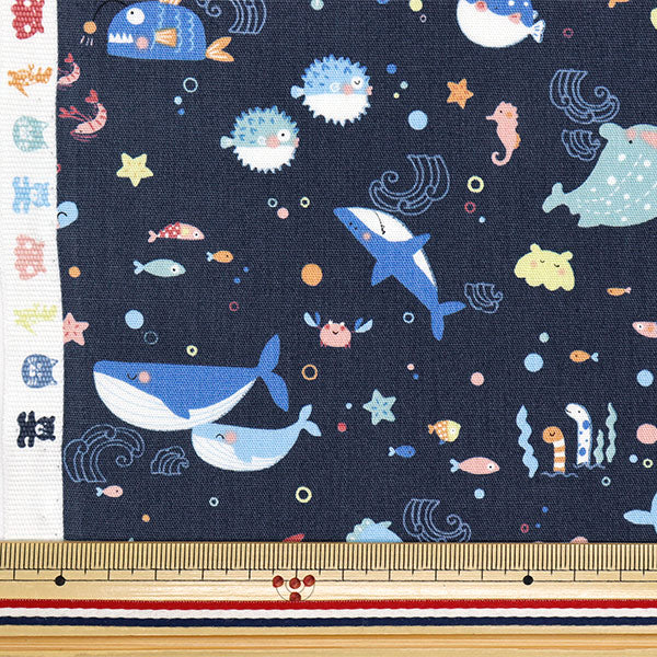 [数量从5开始] 织物 『板材织物 Nuance Kids Fish海军Coco-2024-4e"