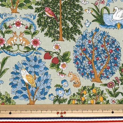 [Quantity starting from 5] Fabric "Cotton Linen Canvas Animal Forest Light Green R9011-1B"