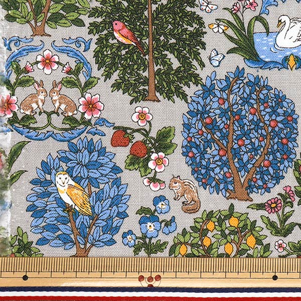 [Quantity starting from 5] Fabric "Cotton Linen Canvas Animal Forest Gray R9011-1C"
