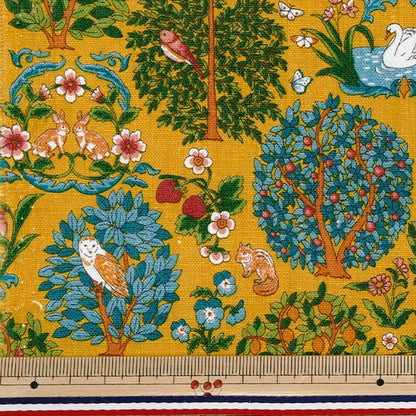 [Quantity starting from 5] Fabric "Cotton Linen Canvas Animal Forest Yellow R9011-1D"