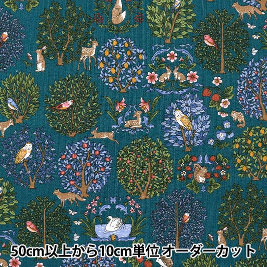[Quantity starting from 5] Fabric "Cotton Linen Canvas Animal Forest Green R9011-1E"