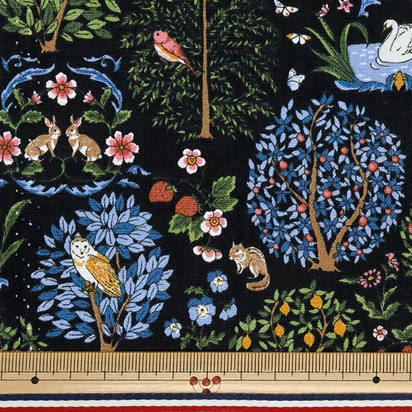 [Quantity starting from 5] Fabric "Cotton Linen Canvas Animal Forest Black R9011-1F"