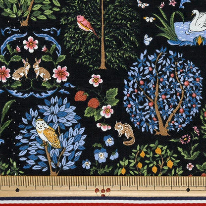 [Quantity starting from 5] Fabric "Cotton Linen Canvas Animal Forest Black R9011-1F"