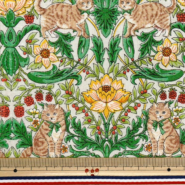 [Quantity starting from 5] Fabric "Cotton Linen Canvas Cat Garden Kinari R9011-2A"