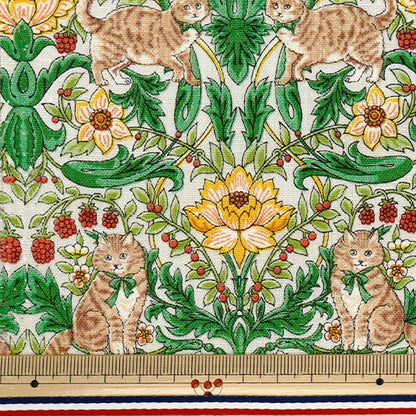 [Quantity starting from 5] Fabric "Cotton Linen Canvas Cat Garden Kinari R9011-2A"