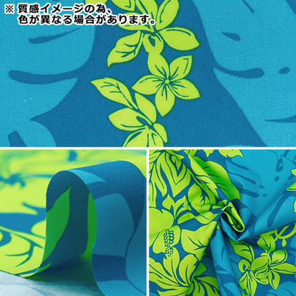 [Quantity starting from 5] Fabric "TC Hawaiian Print Border Green 205003-217"