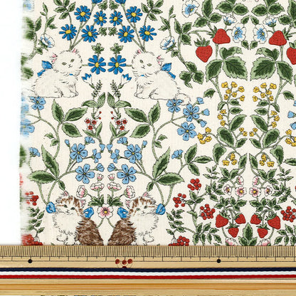 [Quantity from 5] Fabric "number 10Oxford Cat Garden Kinari R9014-1A"