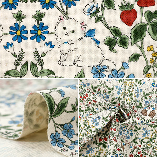 [Quantity from 5] Fabric "number 10Oxford Cat Garden Kinari R9014-1A"