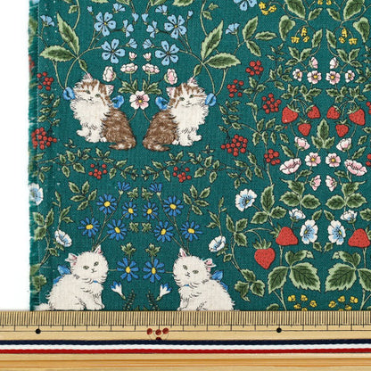 [Quantity from 5] Fabric "number 10Oxford Cat Garden Green R9014-1C"