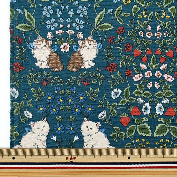 [Quantity from 5] Fabric "number 10Oxford Cat Garden Navy R9014-1D"
