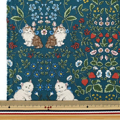[Quantity from 5] Fabric "number 10Oxford Cat Garden Navy R9014-1D"