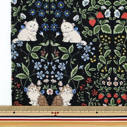 [Quantity from 5] Fabric "number 10Oxford Cat Garden Black R9014-1E"