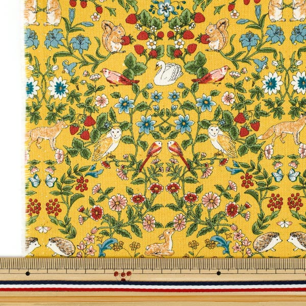 [Quantity from 5] Fabric "number 10Oxford Animal Garden Mustard R9014-2B"