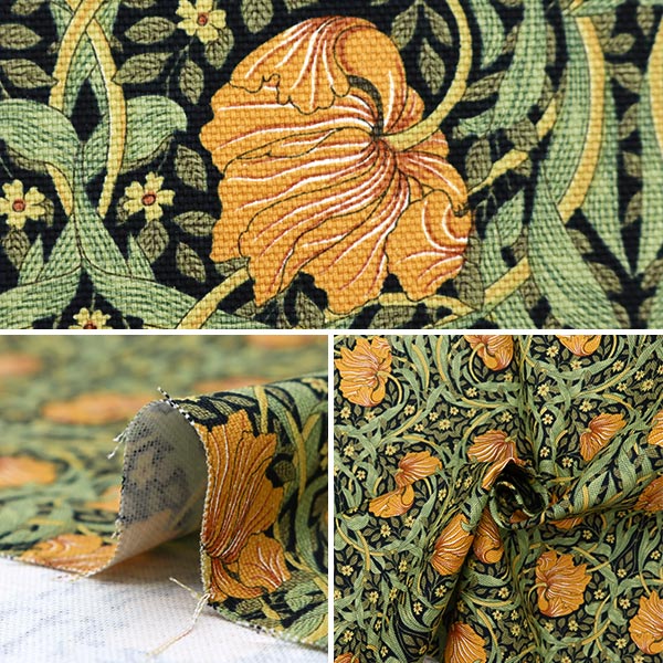 [Quantity starting from 5] Fabric "MODA BEST OF MORRIS Oxford Pimpernel Black 8365-11T"