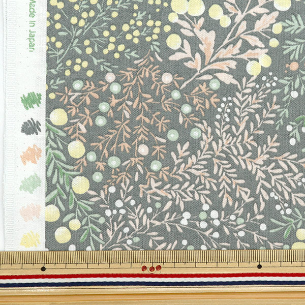 [From quantity 5] Fabric 『SheetingSoft processing palette Hand-drawn small flower light gray 144-8049-D3"