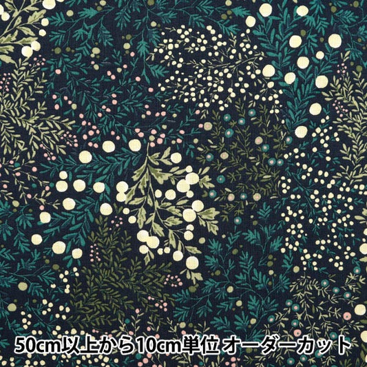 [From quantity 5] Fabric 『SheetingSoft processing palette Hand-drawn small flower navy 144-8049-D4"