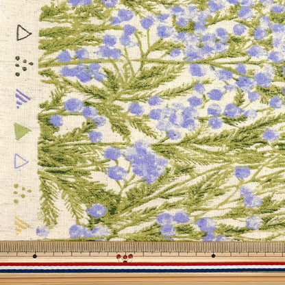 [Quantity starting from 5] Fabric "mOmen-t Moment Cotton LinenSheeting Sofrey processed mimosa pattern kinari x purple 144-8050-B4PP" 【Yuzawayaoriginal】