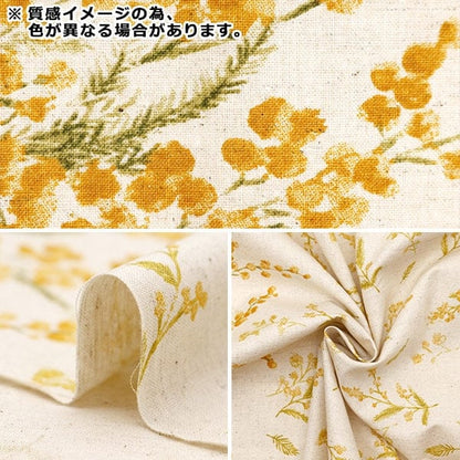 [Quantity from 5] Fabric "mOmen-t moment cotton linenSheeting Sofley processing Mimosa pattern Kinari x Pink 144-8050-B6PI" 【Yuzawayaoriginal】