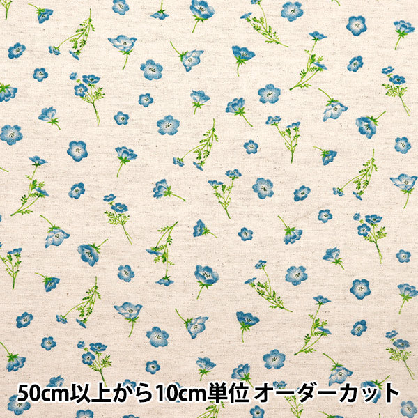 [From quantity 5] Fabric "MOMEN-T moment cotton linen sofrey nemophila total pattern Kinari 144-8050-E1NA" 【Yuzawayaoriginal】