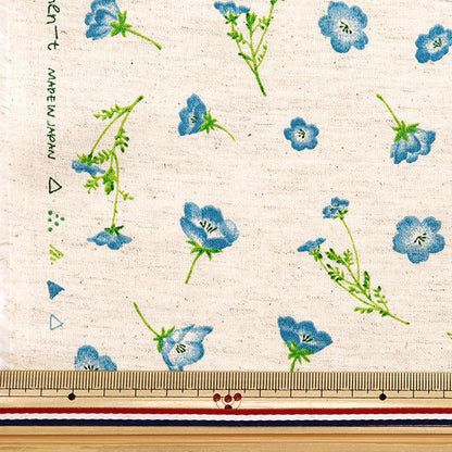 [From quantity 5] Fabric "MOMEN-T moment cotton linen sofrey nemophila total pattern Kinari 144-8050-E1NA" 【Yuzawayaoriginal】