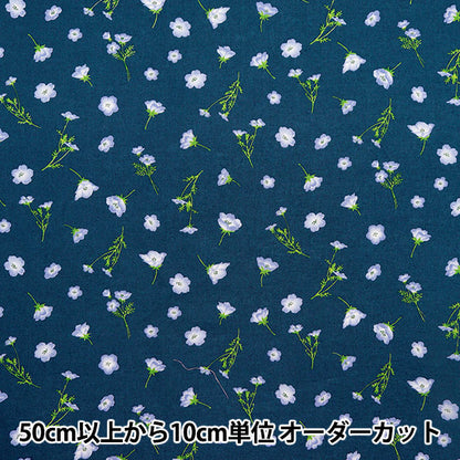 [From quantity 5] Fabric "MOMEN-T moment cotton linen sofrey nemophila total pattern navy 144-8050-E2NV" 【Yuzawayaoriginal】