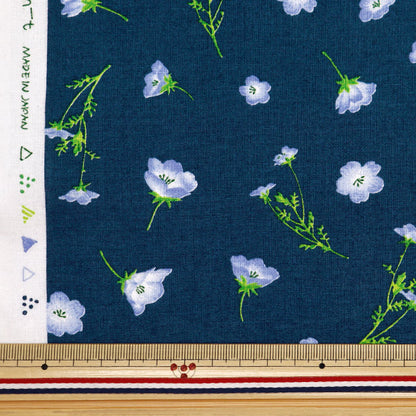 [From quantity 5] Fabric "MOMEN-T moment cotton linen sofrey nemophila total pattern navy 144-8050-E2NV" 【Yuzawayaoriginal】
