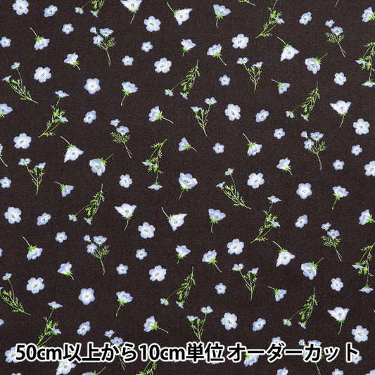 [Quantity starting from 5] Fabric "mOmen-t Moment Cotton Linen Sofrey Nemophila All-over Charcoal 144-8050-E4CH" 【Yuzawayaoriginal】