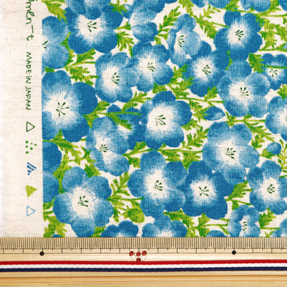 [From quantity 5] Fabric "MOMEN-T moment cotton linen sofrey nemophila pattern kinari 144-8050-D1NA" 【Yuzawayaoriginal】