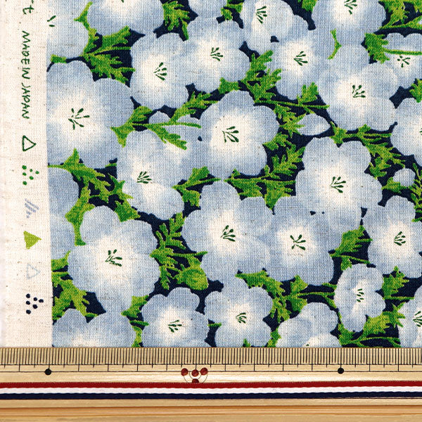 [From quantity 5] Fabric "MOMEN-T moment cotton linen sofre Nemophila pattern navy 144-8050-D2NV" 【Yuzawayaoriginal】
