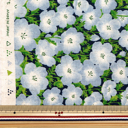 [From quantity 5] Fabric "MOMEN-T moment cotton linen sofre Nemophila pattern navy 144-8050-D2NV" 【Yuzawayaoriginal】