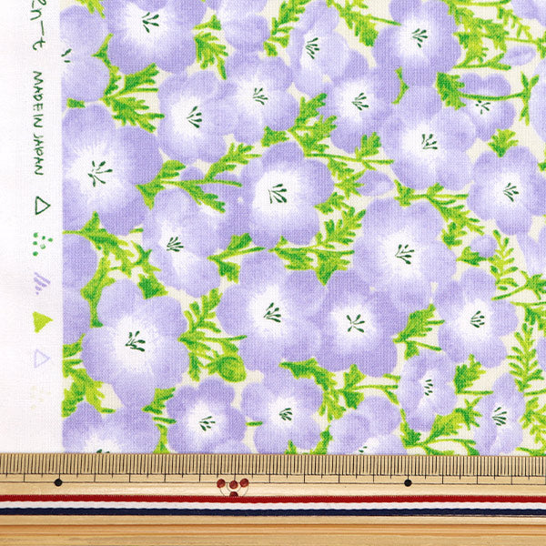 [From quantity 5] Fabric "MOMEN-T moment cotton linen sofre Nemophila pattern cream 144-8050-D3CR" 【Yuzawayaoriginal】