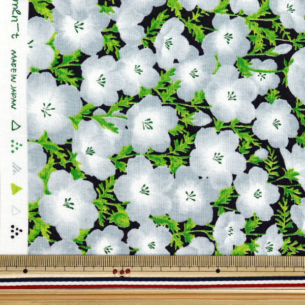[Quantity starting from 5] Fabric "mOmen-t Moment Cotton Linen Sofrey Nemophila Pattern Charcoal 144-8050-D4CH" 【Yuzawayaoriginal】