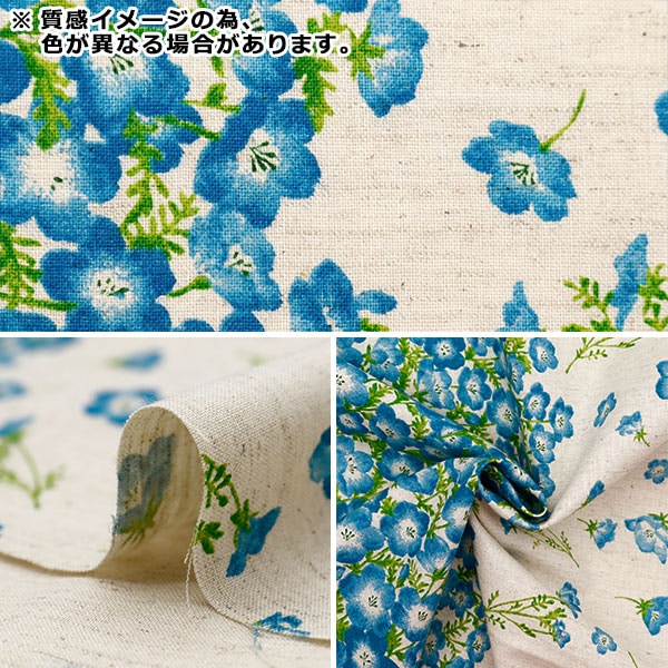 [Quantity starting from 5] Fabric "mOmen-t Moment Cotton Linen Sofrey Nemophila Pattern Charcoal 144-8050-D4CH" 【Yuzawayaoriginal】