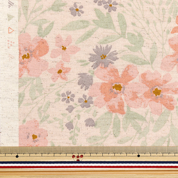 [Quantity starting from 5] Fabric "mOmen-t Moment Cotton LinenSheeting Sofrey processed float flower pattern pink 144-8050-F1PI"