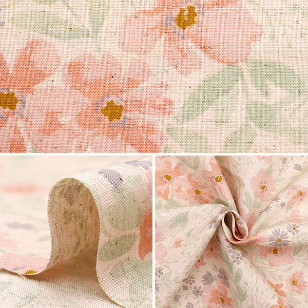 [Quantity starting from 5] Fabric "mOmen-t Moment Cotton LinenSheeting Sofrey processed float flower pattern pink 144-8050-F1PI"