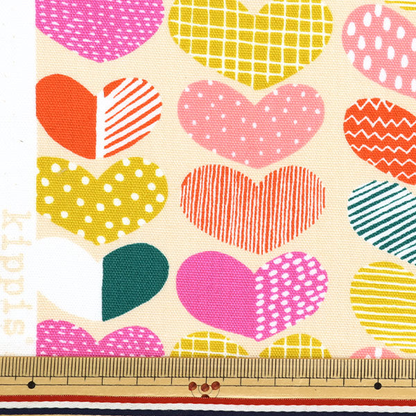 [From quantity 5] Fabric "KIPPIS Oxford Heart cream KPO-17Q"