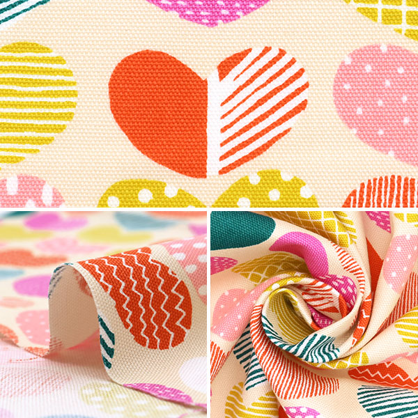 [From quantity 5] Fabric "KIPPIS Oxford Heart cream KPO-17Q"