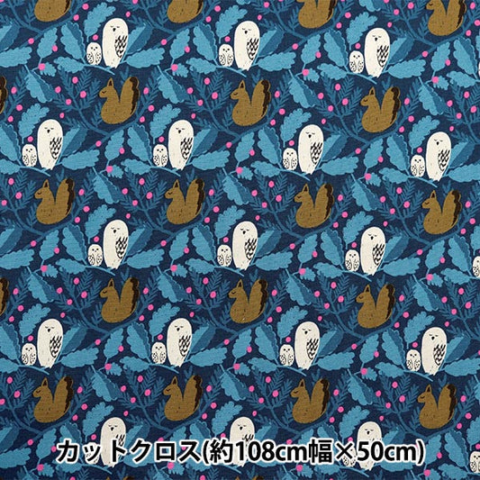 生地 『kippis (キッピス) オックス カットクロス 約108×50cm 森の平和 ブルー KPOK-84B』