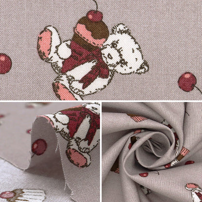 [Quantity starting from 5] Fabric "Milkratte" Sheeting Bear & Cherry Grey MLJS-13A"