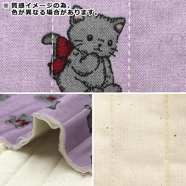 生地 『ミルクラテ シーチングキルトカットクロス ねこちゃん ブルー CQMLJS-14B』