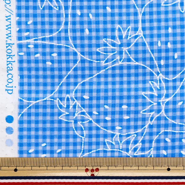 [Quantity starting from 5] Fabric 『Sheeting Super water-repellent PICNIK embroidery style gingham pattern, color A YPA-51020-1A" KOKKA