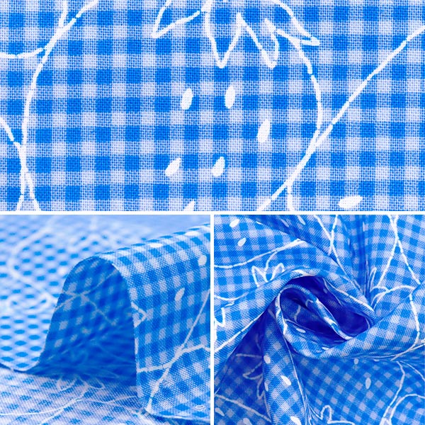 [Quantity starting from 5] Fabric 『Sheeting Super water-repellent PICNIK embroidery style gingham pattern, color A YPA-51020-1A" KOKKA