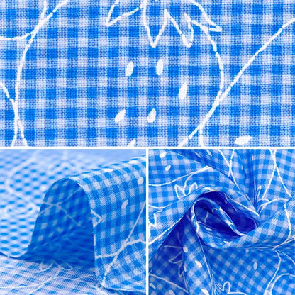 [Quantity starting from 5] Fabric 『Sheeting Super water-repellent PICNIK embroidery style gingham pattern, color A YPA-51020-1A" KOKKA