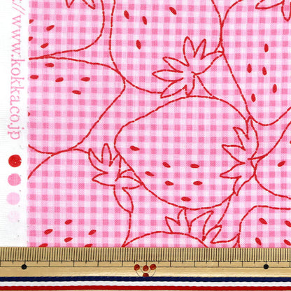 [Quantity starting from 5] Fabric 『Sheeting Super water-repellent PICNIK embroidery style gingham pattern, color B YPA-51020-1B" KOKKA