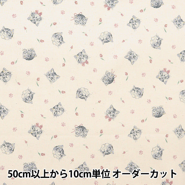 [From quantity 5] Fabric "Nova Sheeting Feminine Cat Natural NSE-CAT-NA" KOKKA 【Yuzawayaoriginal】