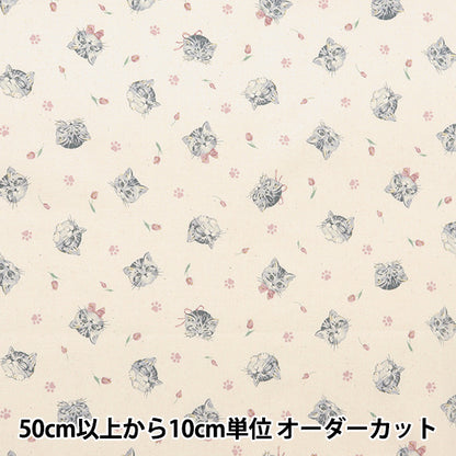 [From quantity 5] Fabric "Nova Sheeting Feminine Cat Natural NSE-CAT-NA" KOKKA 【Yuzawayaoriginal】