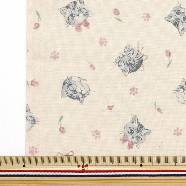 [From quantity 5] Fabric "Nova Sheeting Feminine Cat Natural NSE-CAT-NA" KOKKA 【Yuzawayaoriginal】